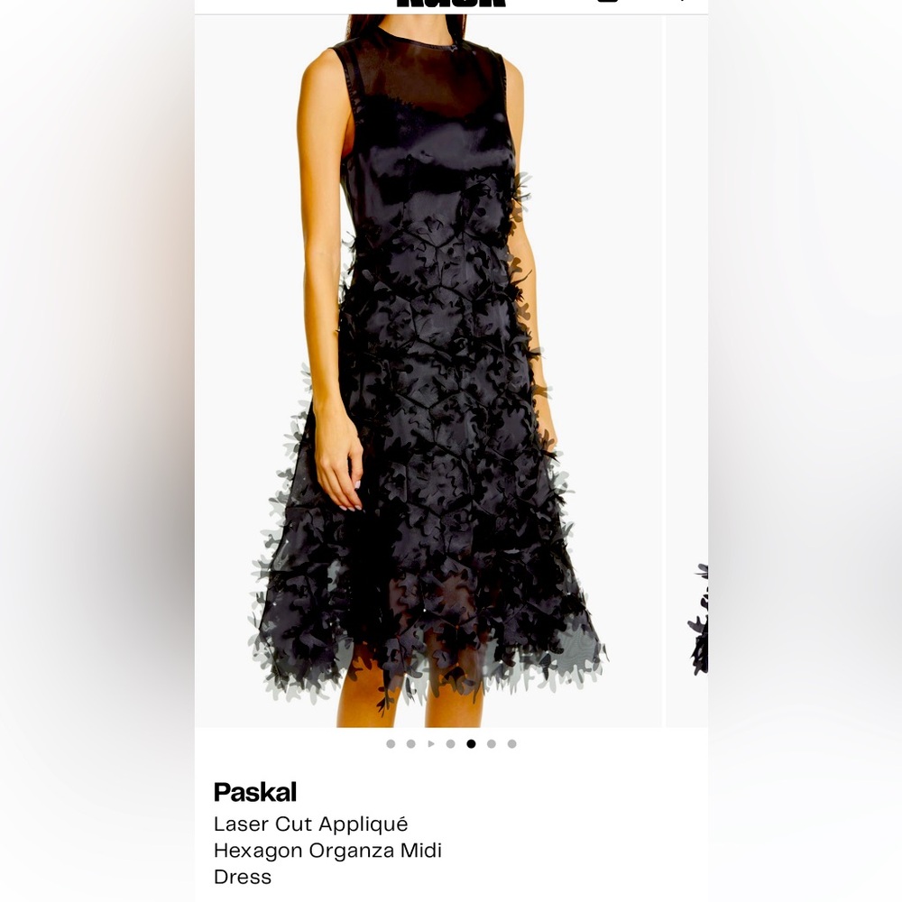 Paskal Black Laser Cut Appliqué Midi beautiful  Dress new